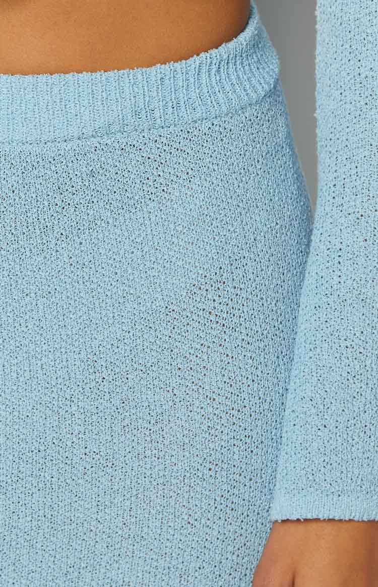 Laila Blue Knit Maxi Skirt-Vavasi.All Rights Reserved.