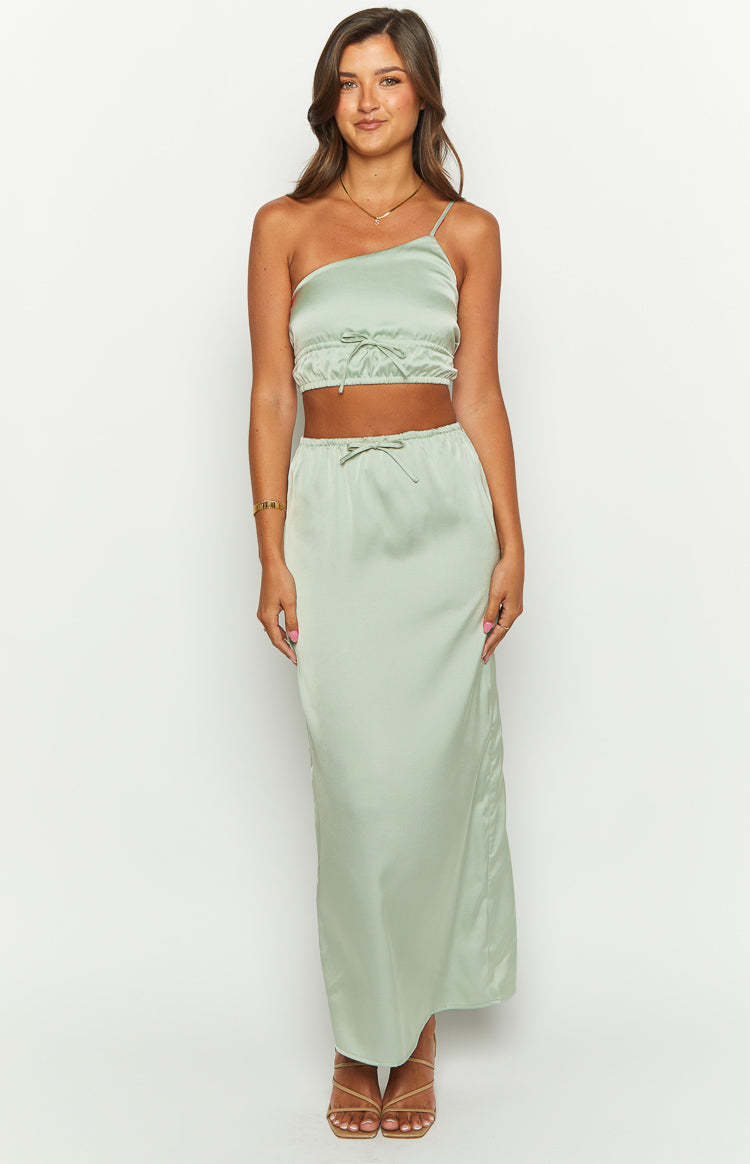 Lala Sage Satin Crop Top-Vavasi.All Rights Reserved.
