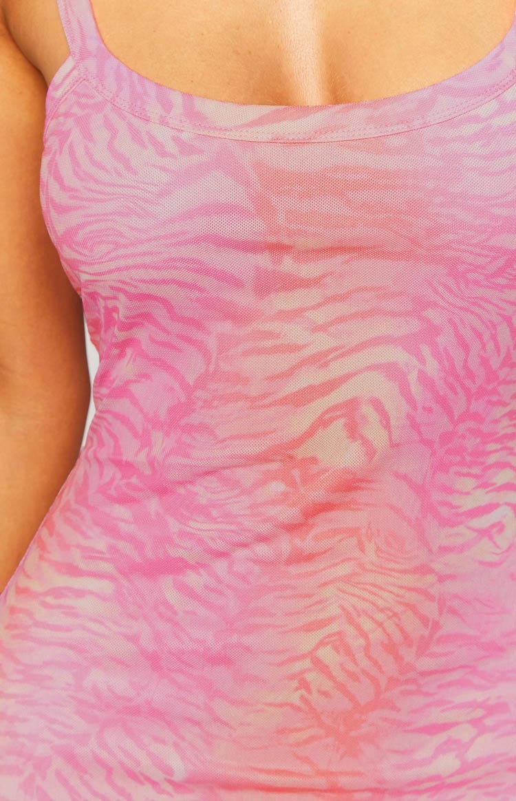Lana Pink Sunset Tiger Print Mini Dress-Vavasi.All Rights Reserved.