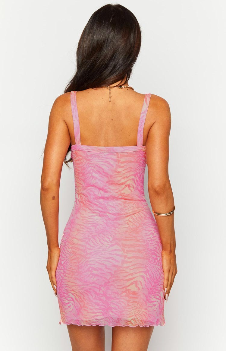 Lana Pink Sunset Tiger Print Mini Dress-Vavasi.All Rights Reserved.