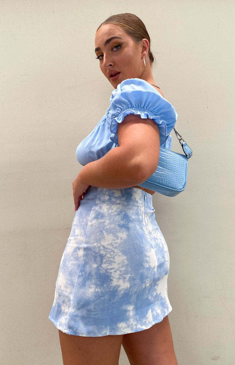 Laura Skirt Tie Dye Denim-Vavasi.All Rights Reserved.