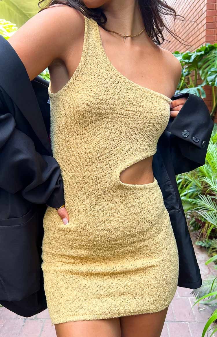 Laurynn Mustard Knit Mini Dress-Vavasi.All Rights Reserved.