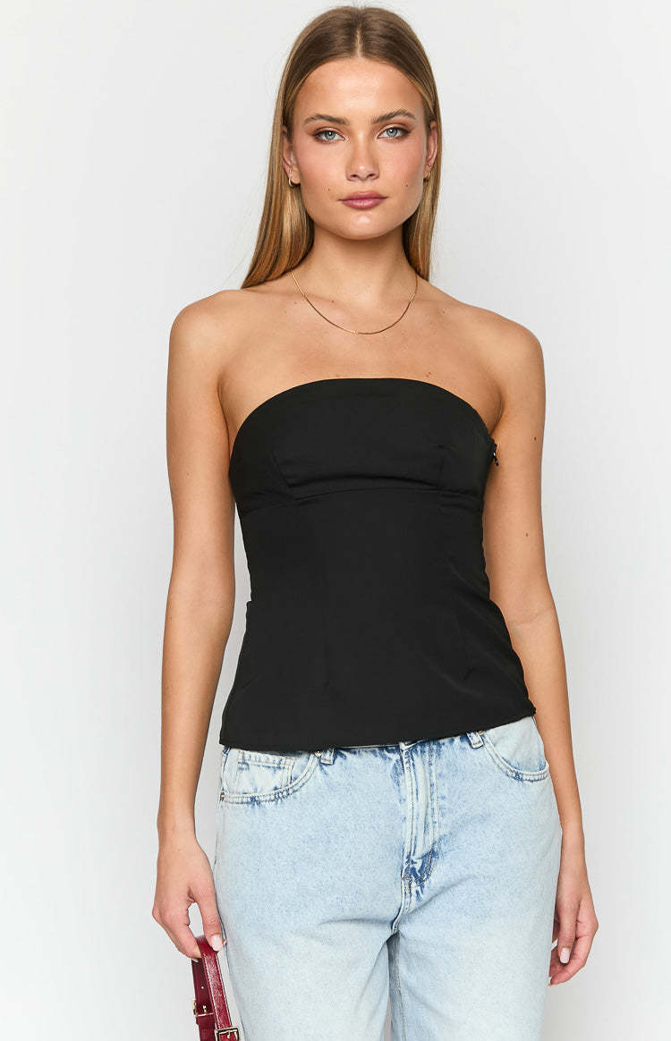 Layi Black Strapless Top-Vavasi.All Rights Reserved.