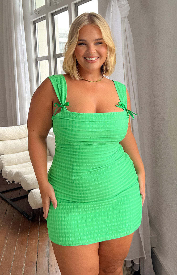 Layla Green Tie Back Mini Dress-Vavasi.All Rights Reserved.