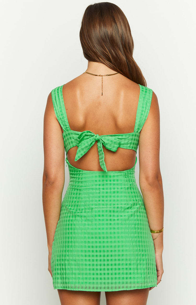 Layla Green Tie Back Mini Dress-Vavasi.All Rights Reserved.