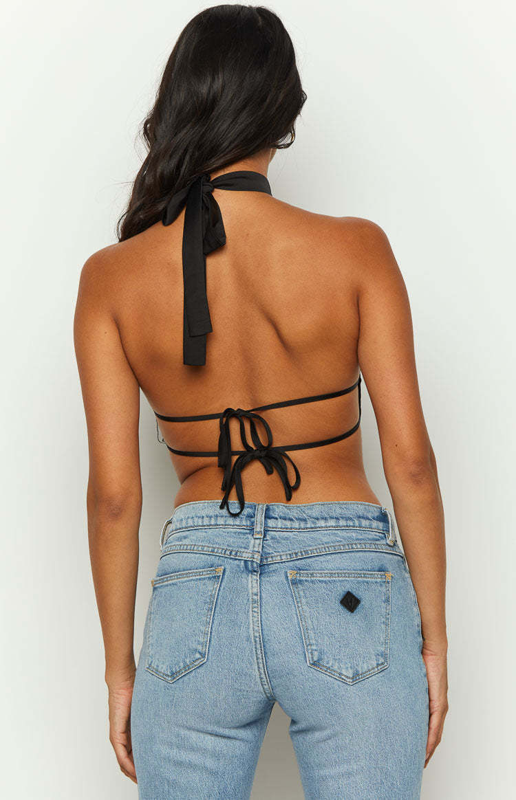 Laylee Black High Neck Satin Top-Vavasi.All Rights Reserved.