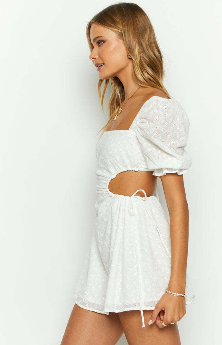 Leana White Broderie Mini Dress-Vavasi.All Rights Reserved.