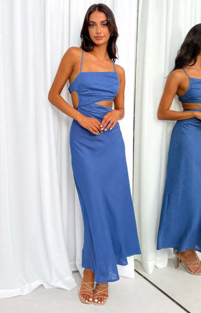 Lene Blue Maxi Dress-Vavasi.All Rights Reserved.