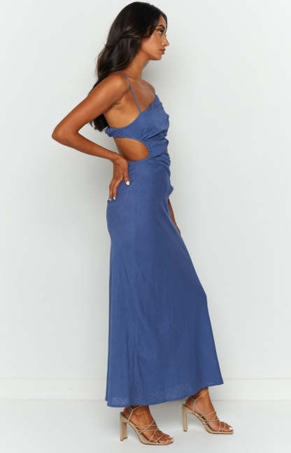 Lene Blue Maxi Dress-Vavasi.All Rights Reserved.
