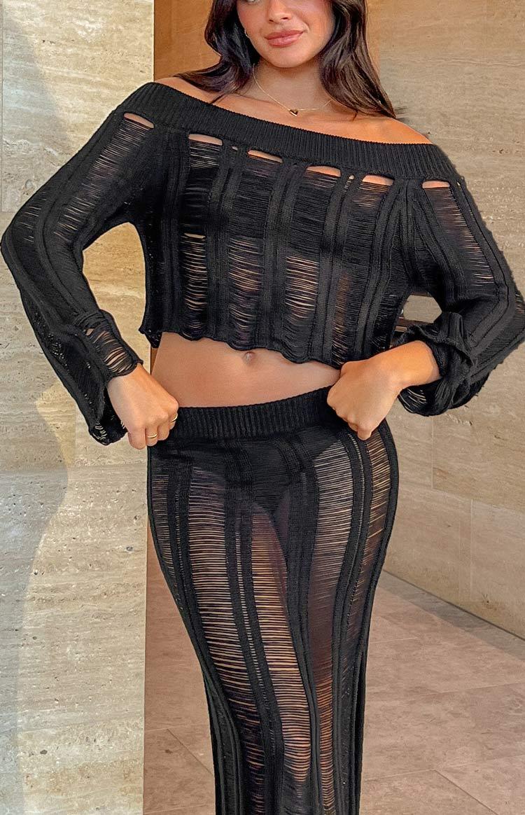 Lennox Black Ladder Knit Top-Vavasi.All Rights Reserved.