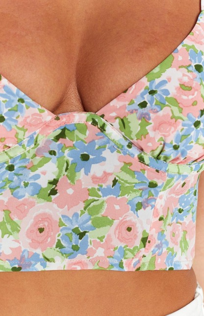 Leoni Pink Floral Corset Top-Vavasi.All Rights Reserved.