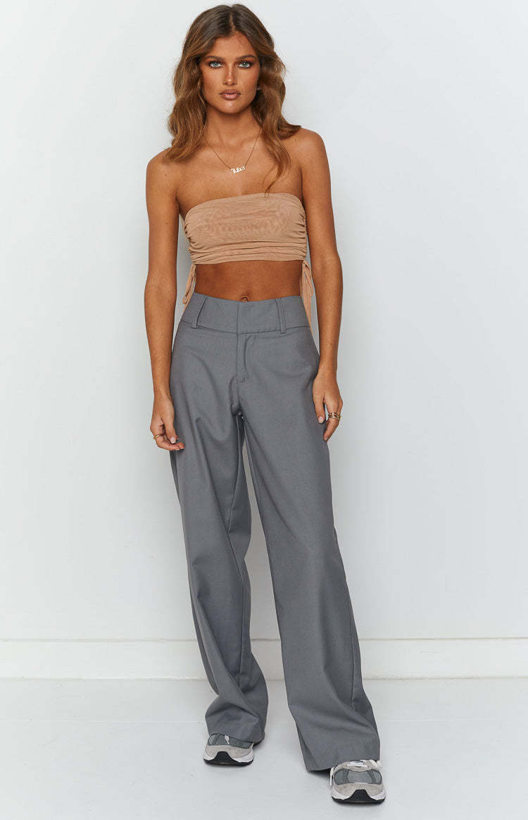 Lexi Tan Mesh Strapless Top-Vavasi.All Rights Reserved.