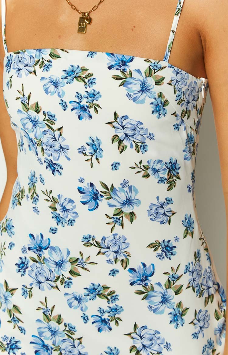 Lia Blue Floral Mini Dress-Vavasi.All Rights Reserved.