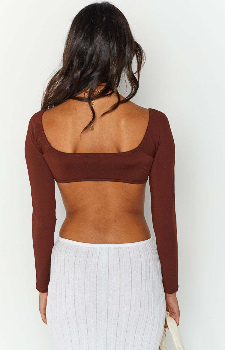 Linie Brown Long Sleeve Top-Vavasi.All Rights Reserved.