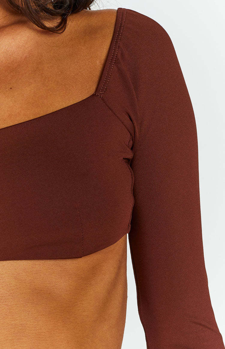 Linie Brown Long Sleeve Top-Vavasi.All Rights Reserved.