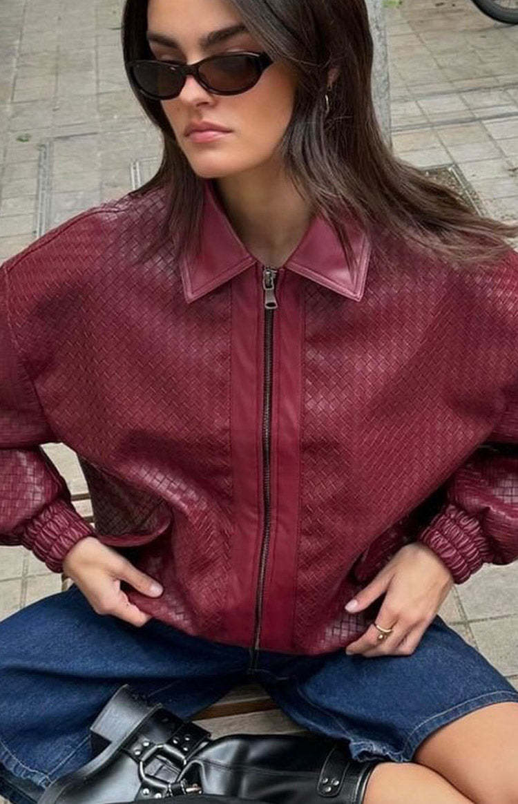 Lioness Kenny Burgundy Bomber Jacket-Vavasi.All Rights Reserved.