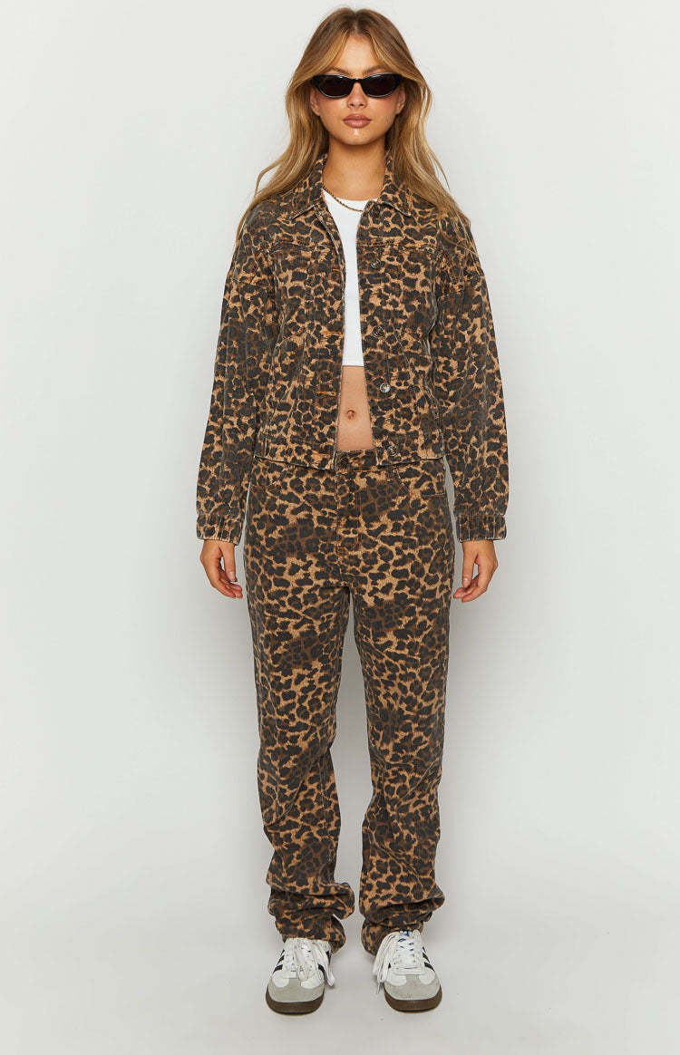 Lioness Carmela Leopard Print Straight Leg Jeans-Vavasi.All Rights Reserved.