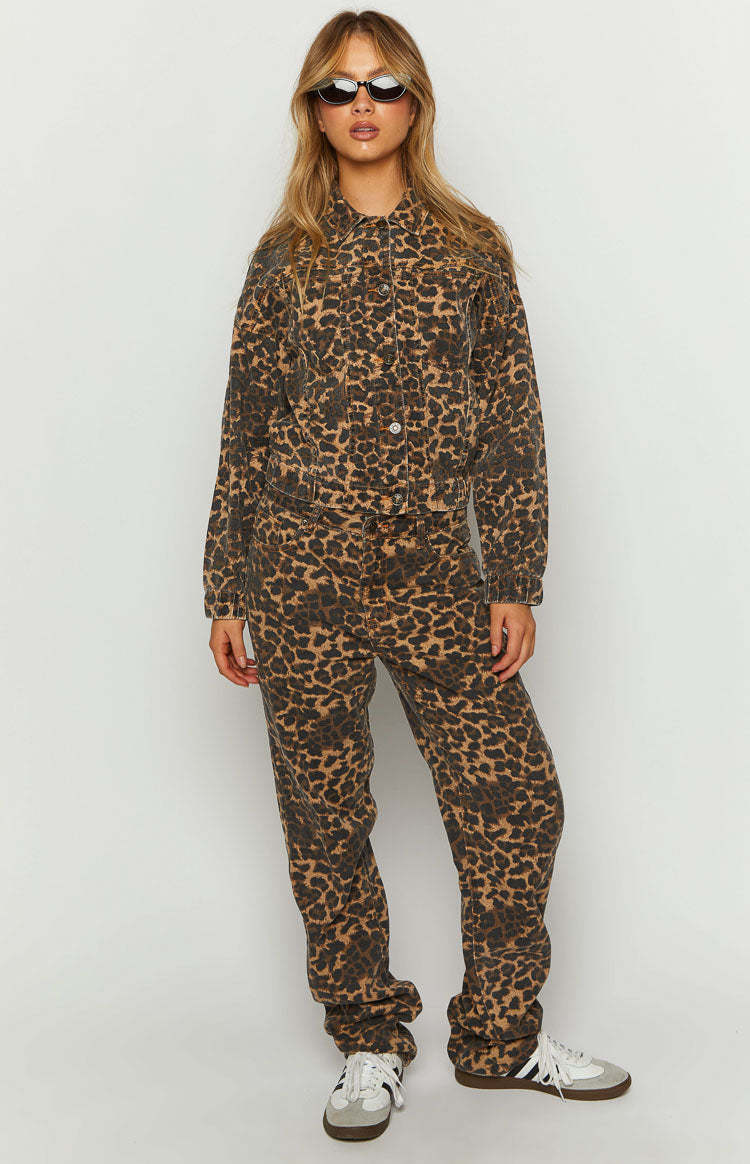 Lioness Carmela Leopard Print Straight Leg Jeans-Vavasi.All Rights Reserved.
