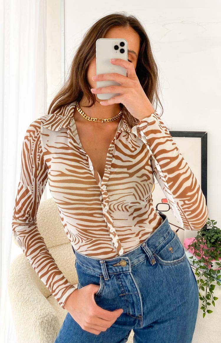Lioness Collins Mesh Top Brown-Vavasi.All Rights Reserved.