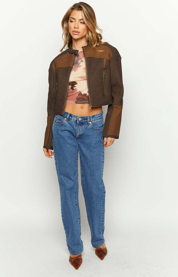 Lioness Chocolate Nueve Biker Jacket-Vavasi.All Rights Reserved.