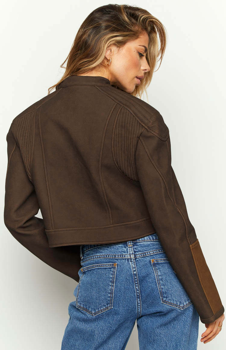 Lioness Chocolate Nueve Biker Jacket-Vavasi.All Rights Reserved.