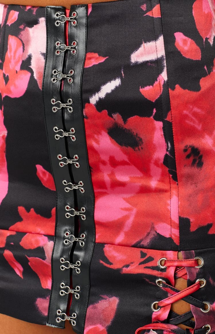 Lioness Infatuation Mini Skirt Red Floral-Vavasi.All Rights Reserved.