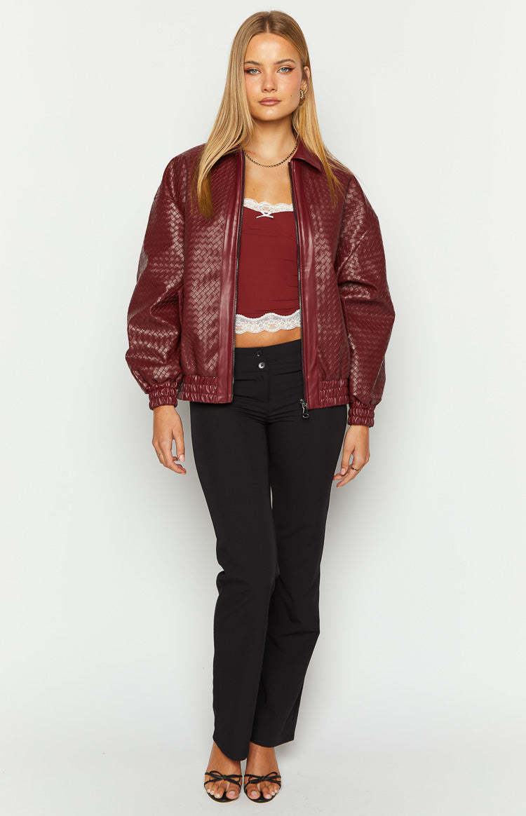 Lioness Kenny Burgundy Bomber Jacket-Vavasi.All Rights Reserved.