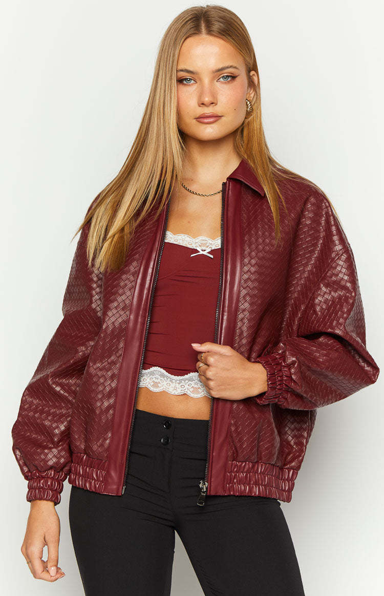 Lioness Kenny Burgundy Bomber Jacket-Vavasi.All Rights Reserved.