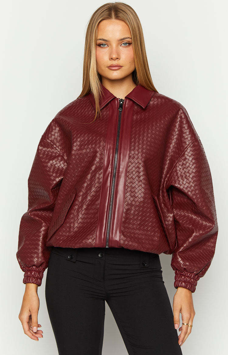 Lioness Kenny Burgundy Bomber Jacket-Vavasi.All Rights Reserved.