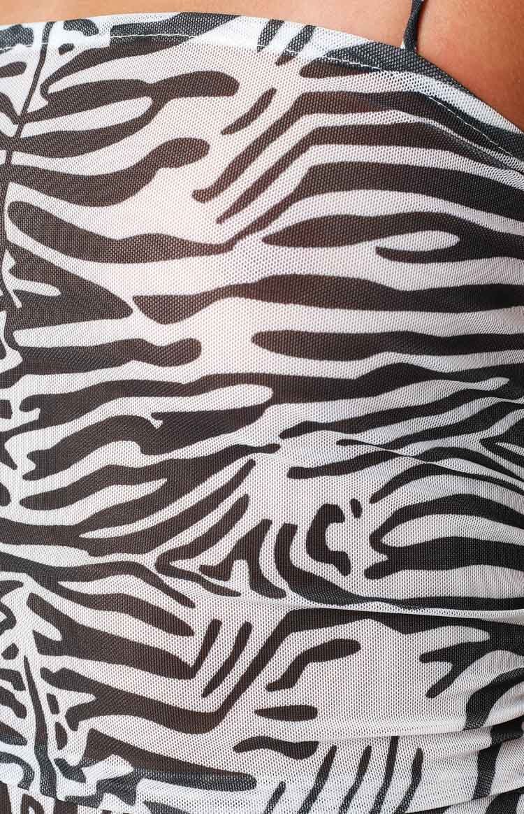 Lioness La Mer Mesh Mini Dress Zebra-Vavasi.All Rights Reserved.