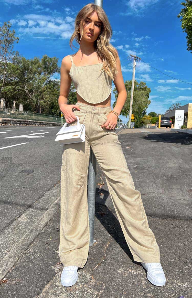 Lioness Miami Vice Wheat Linen Pant-Vavasi.All Rights Reserved.