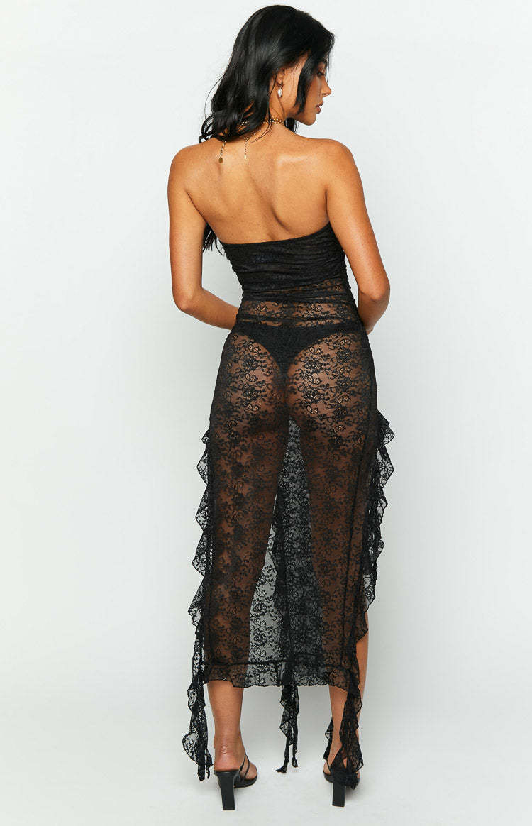 Lioness Rendezvous Black Lace Midi Dress-Vavasi.All Rights Reserved.