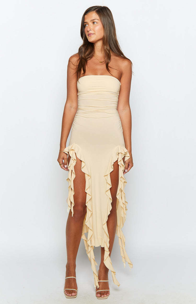 Lioness Rendezvous Canary Strapless Midi Dress-Vavasi.All Rights Reserved.