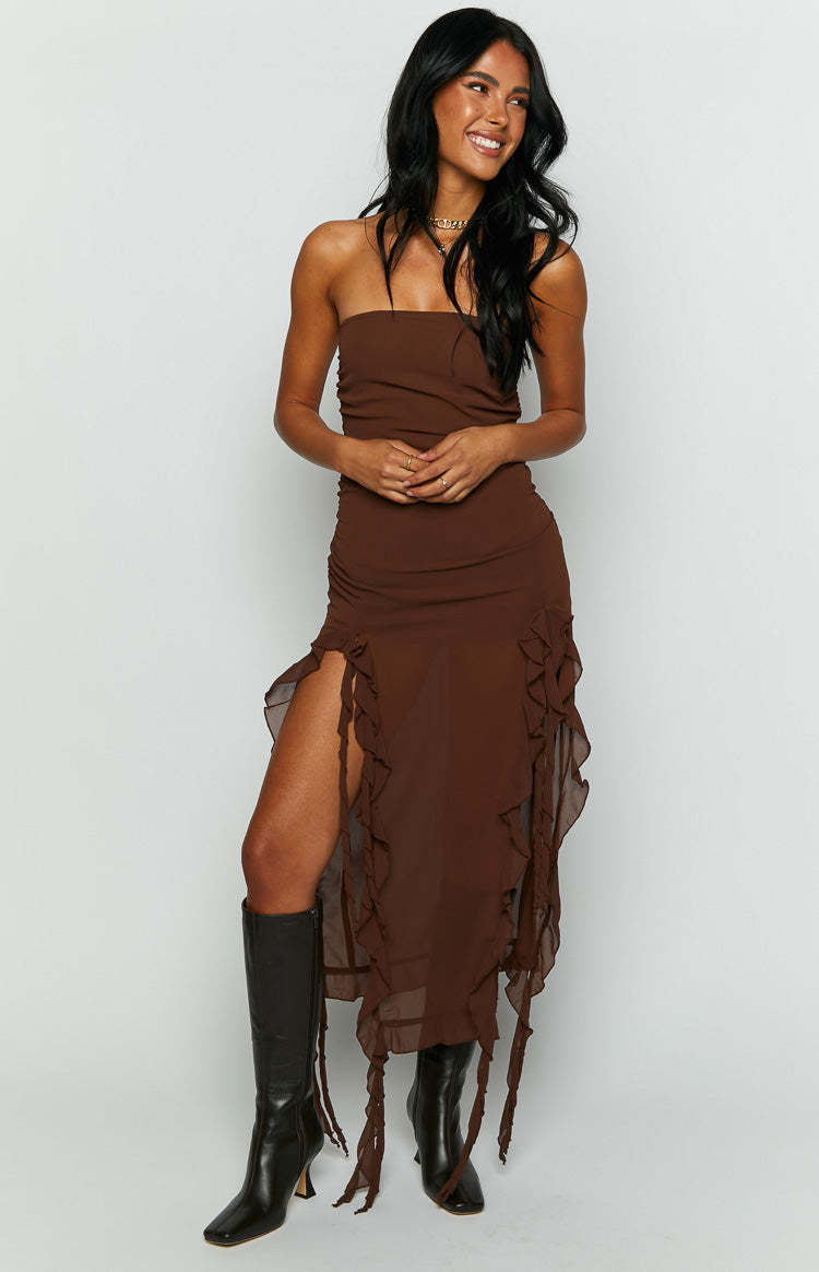 Lioness Rendezvous Chocolate Midi Dress-Vavasi.All Rights Reserved.