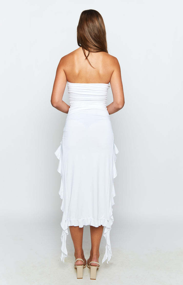 Lioness Rendezvous White Strapless Midi Dress-Vavasi.All Rights Reserved.