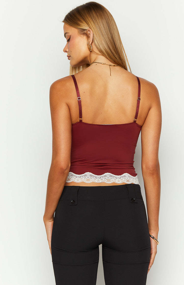 Lioness Top Model Burgundy Cami-Vavasi.All Rights Reserved.