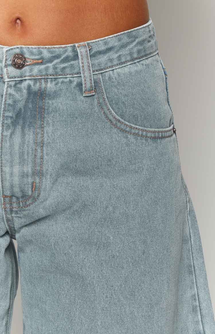 Lioness Washed Blue Denim Horseshoe Jeans-Vavasi.All Rights Reserved.