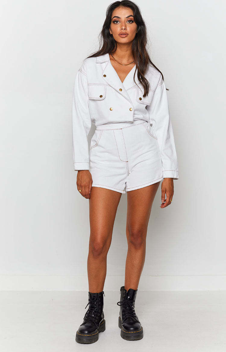 Lizzo Denim Jumpsuit Cream-Vavasi.All Rights Reserved.