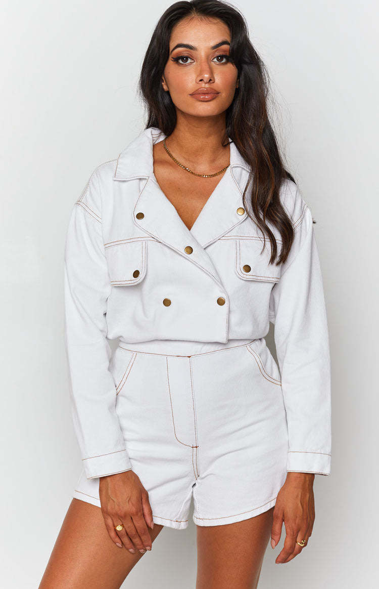 Lizzo Denim Jumpsuit Cream-Vavasi.All Rights Reserved.
