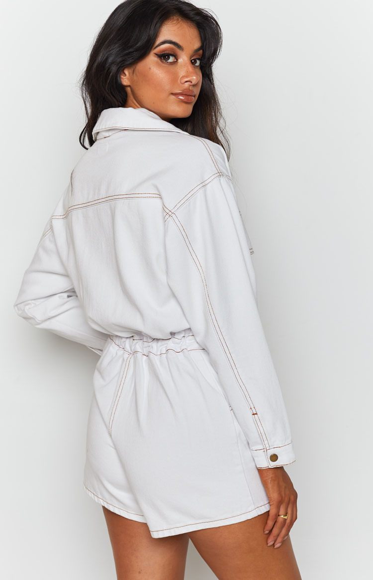 Lizzo Denim Jumpsuit Cream-Vavasi.All Rights Reserved.