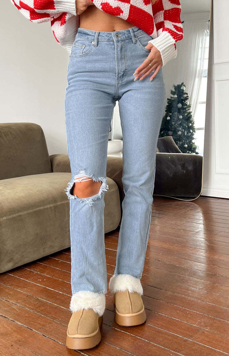 Loui Mid Wash Straight Leg Denim Jeans-Vavasi.All Rights Reserved.