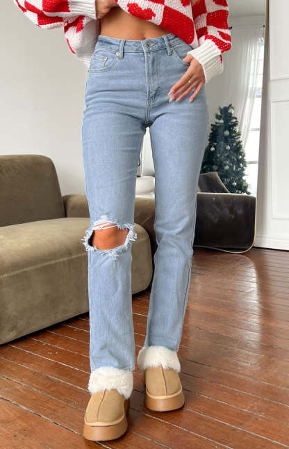 Loui Mid Wash Straight Leg Denim Jeans-Vavasi.All Rights Reserved.