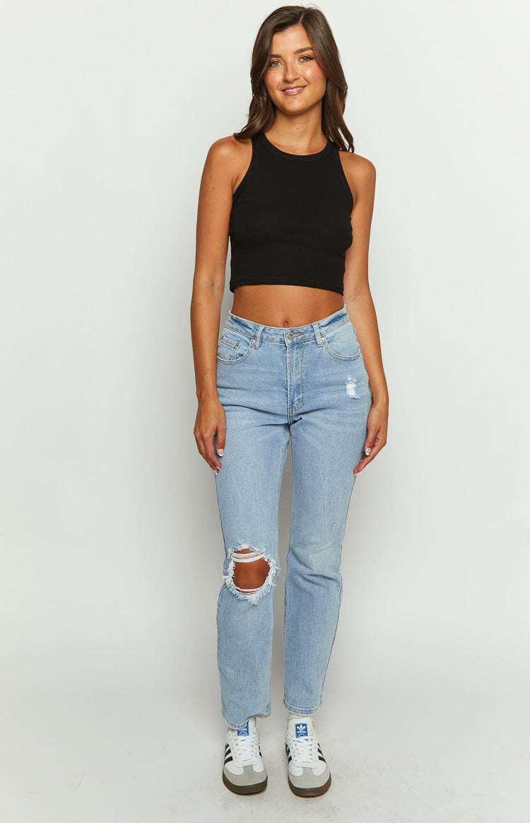 Loui Mid Wash Straight Leg Denim Jeans-Vavasi.All Rights Reserved.
