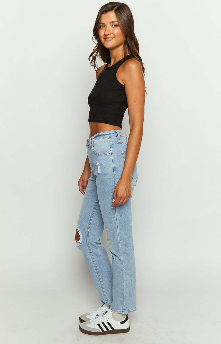 Loui Mid Wash Straight Leg Denim Jeans-Vavasi.All Rights Reserved.