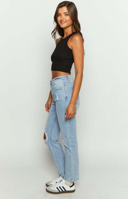 Loui Mid Wash Straight Leg Denim Jeans-Vavasi.All Rights Reserved.
