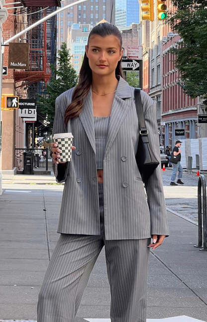 Louis Grey Striped Oversized Blazer-Vavasi.All Rights Reserved.
