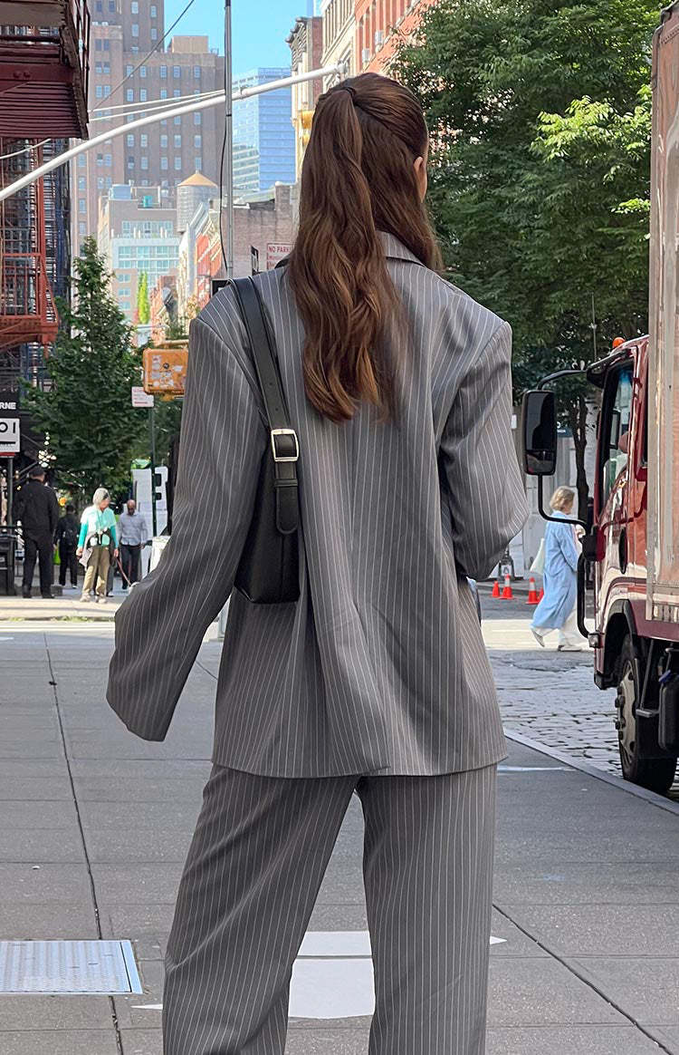 Louis Grey Striped Oversized Blazer-Vavasi.All Rights Reserved.