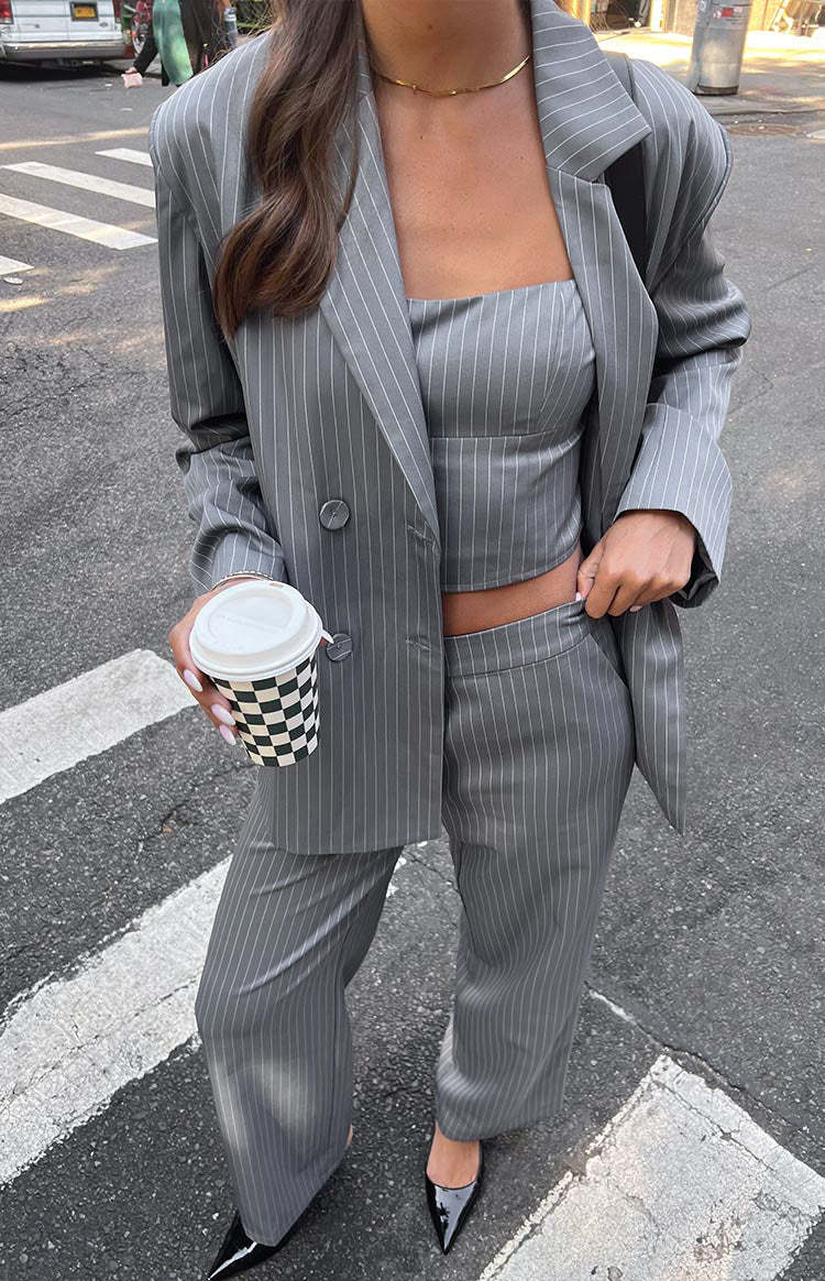 Louis Grey Striped Pants-Vavasi.All Rights Reserved.