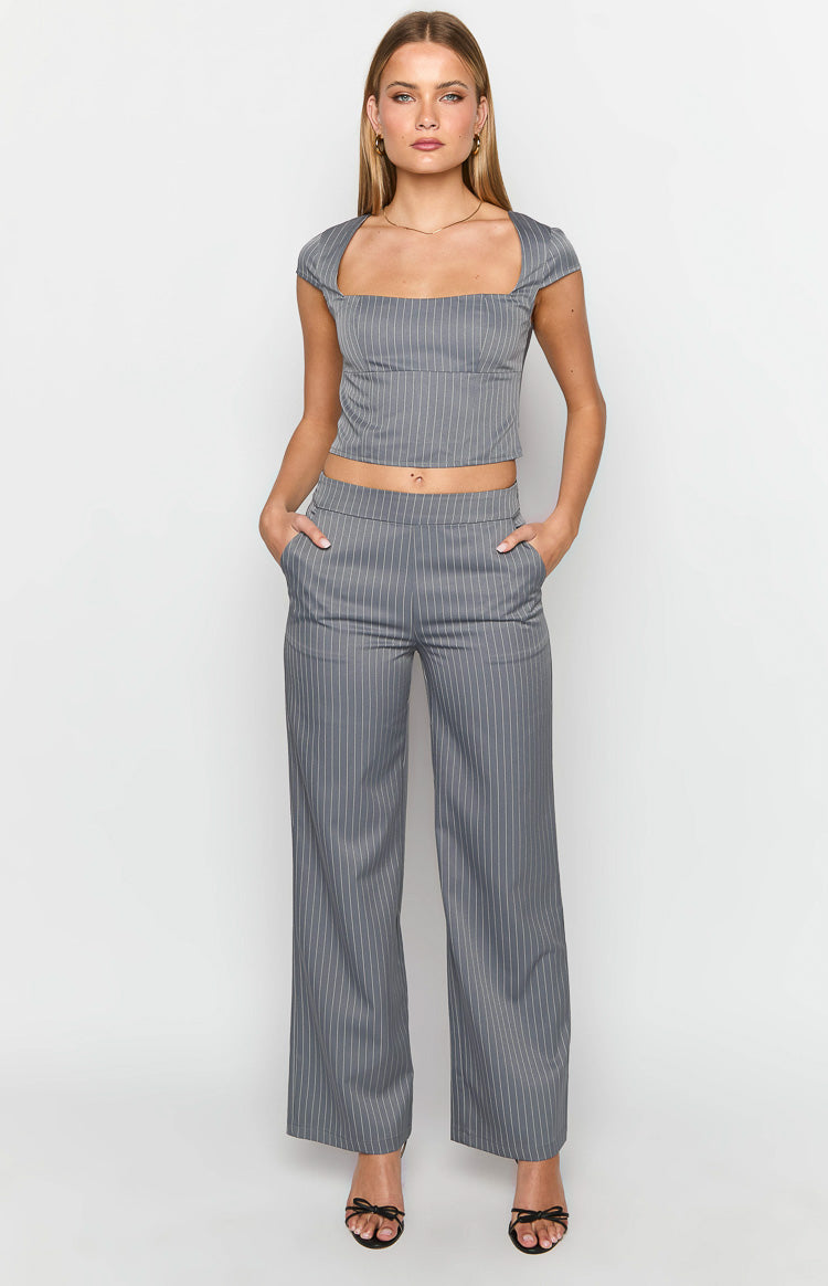 Louis Grey Striped Top-Vavasi.All Rights Reserved.