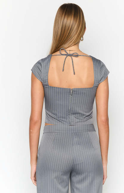 Louis Grey Striped Top-Vavasi.All Rights Reserved.